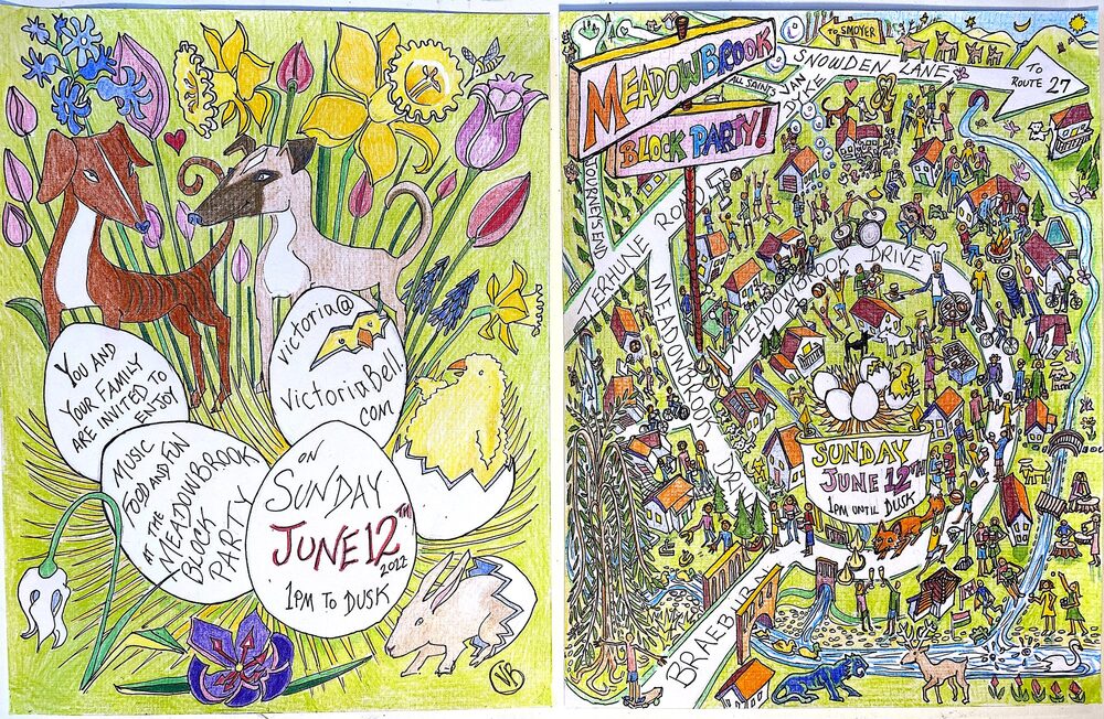 The 2022 Meadowbrook block party invitation by Victoria Bell