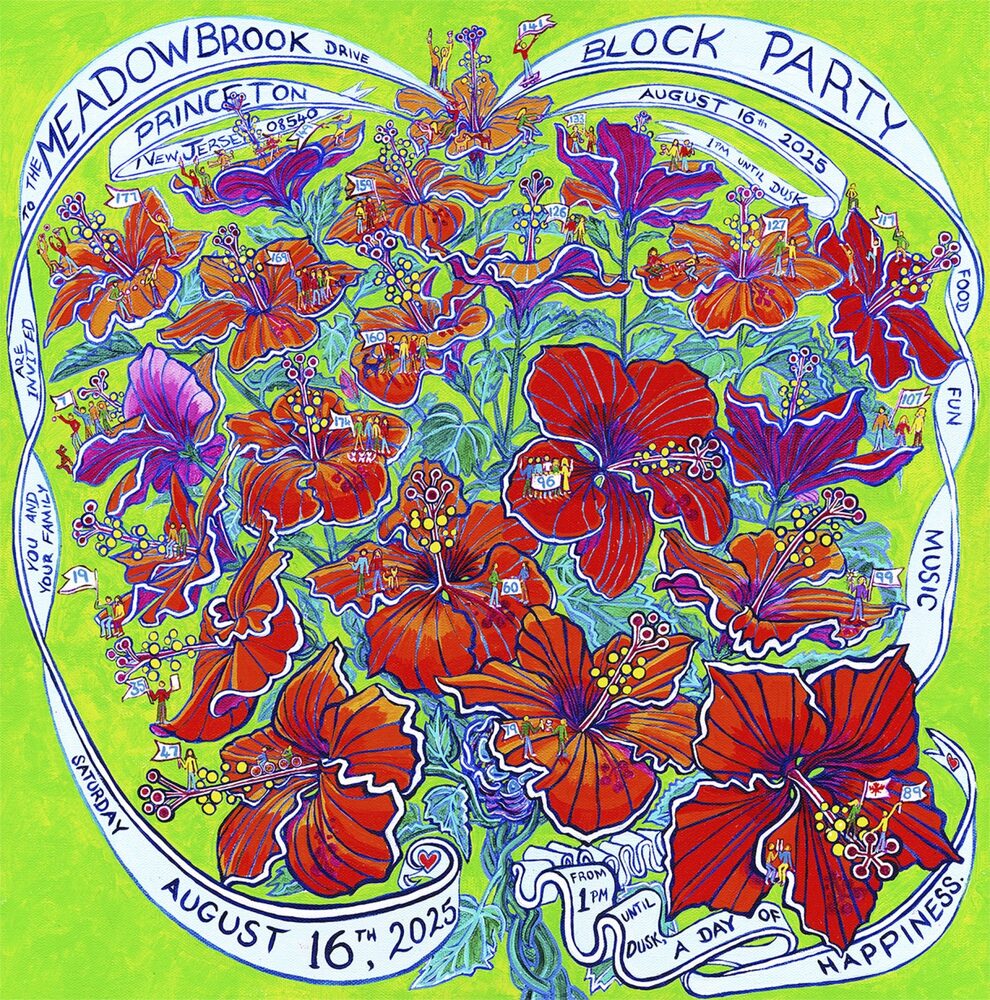 The 2025 Meadowbrook block party invitation by Victoria Bell