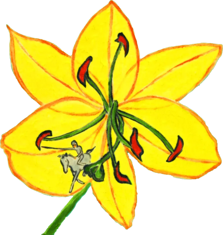 yellow-lily-on-blue-with-horse-tile